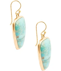 Barse Bronze Seville Genuine Turquoise Slab Drop Earrings