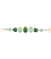 Barse Bronze Seville Green Onyx and Turquoise Line Bracelet
