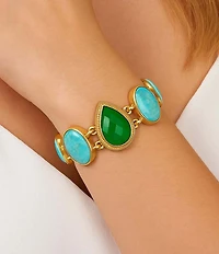Barse Bronze Seville Green Onyx and Turquoise Line Bracelet