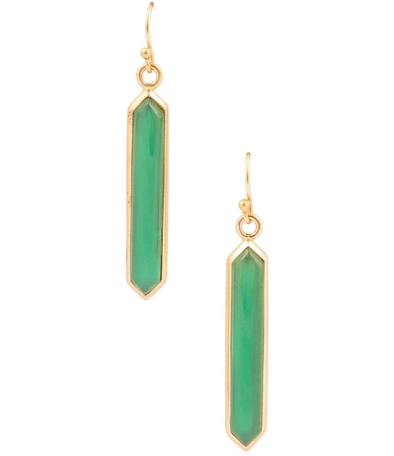 Barse Bronze Seville Green Onyx Linear Earrings
