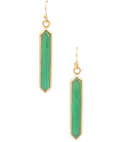 Barse Bronze Seville Green Onyx Linear Earrings