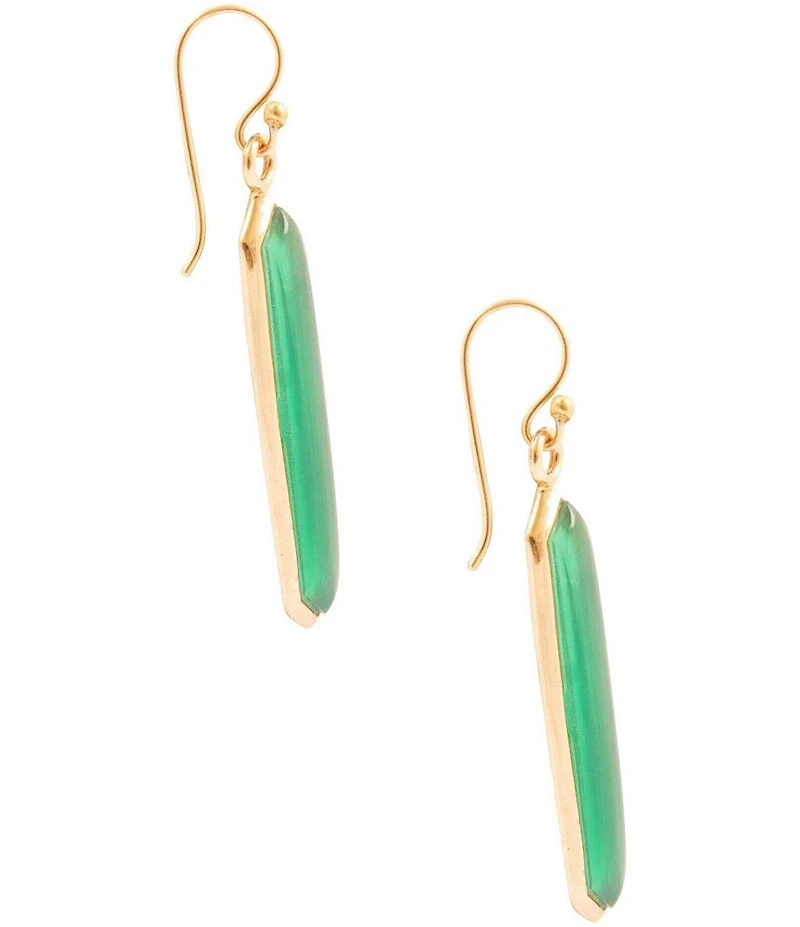 Barse Bronze Seville Green Onyx Linear Earrings
