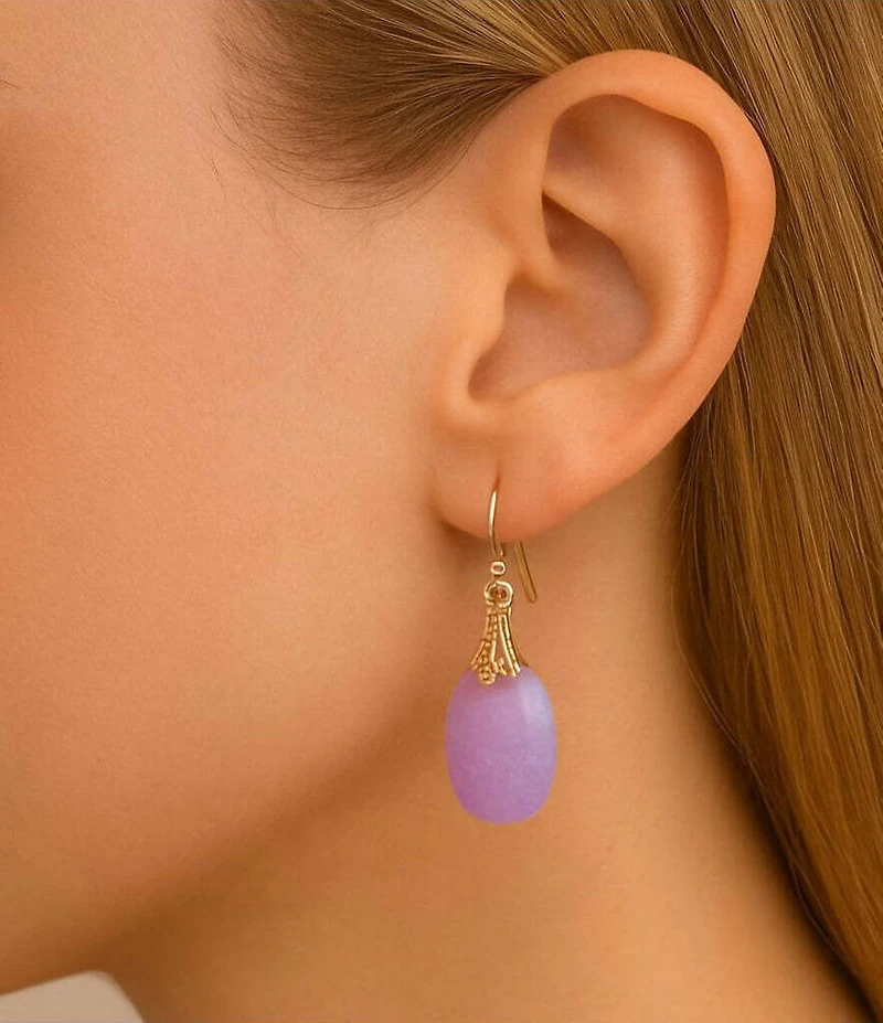 Barse Bronze Seville Purple Quartz Drop Earrings