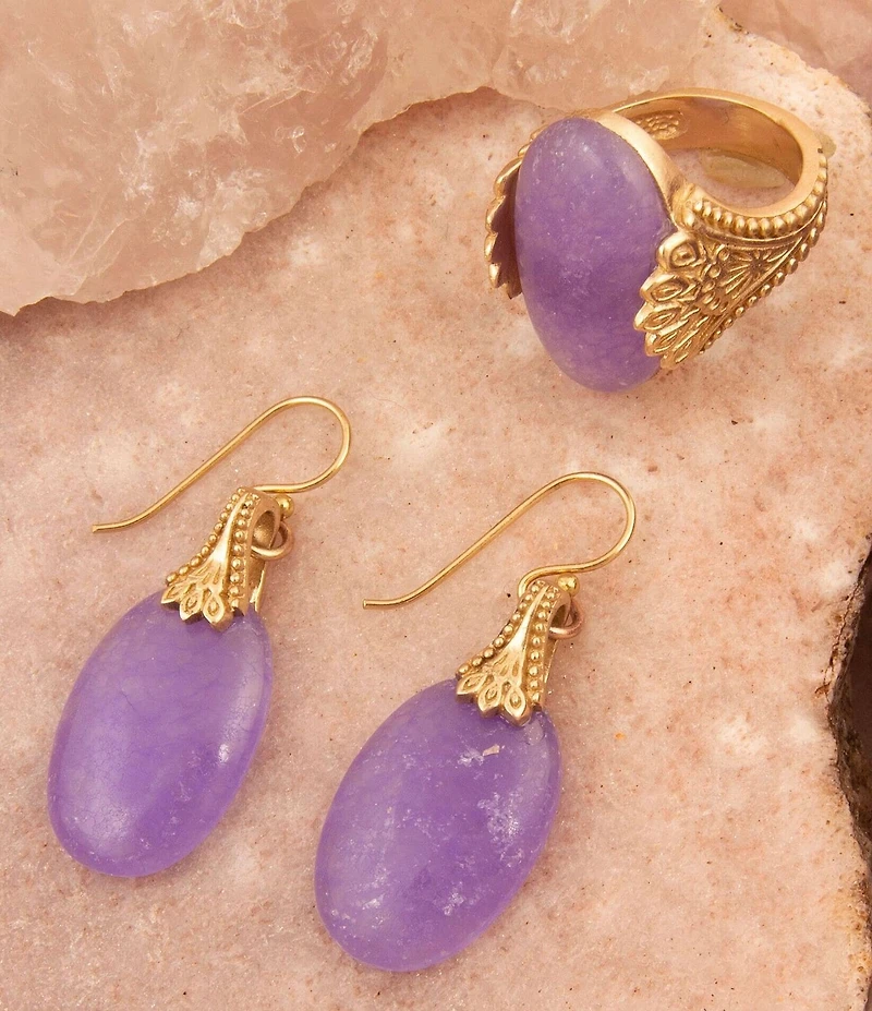 Barse Bronze Seville Purple Quartz Drop Earrings