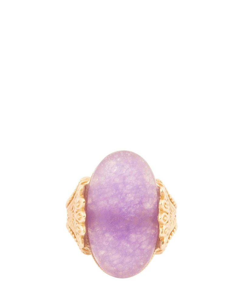 Barse Sari Purple Quartz Golden Statement Ring