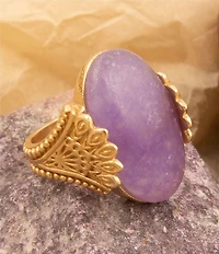 Barse Sari Purple Quartz Golden Statement Ring