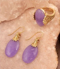 Barse Sari Purple Quartz Golden Statement Ring