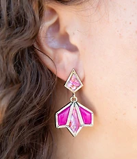 Barse Pink Agate and Shell Matrix Golden Earrings