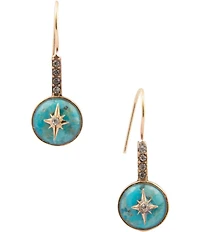 Barse Bronze, Turquoise and CZ Celestial Drop Earrings