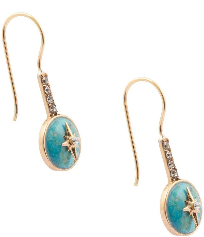 Barse Bronze, Turquoise and CZ Celestial Drop Earrings