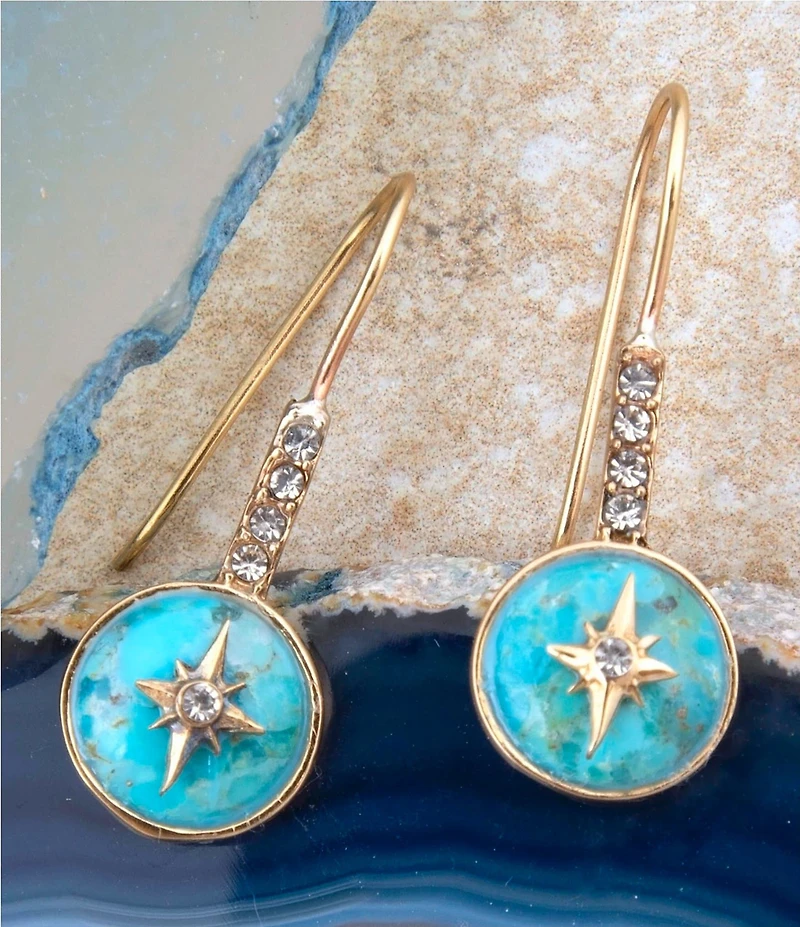 Barse Bronze, Turquoise and CZ Celestial Drop Earrings