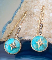 Barse Bronze, Turquoise and CZ Celestial Drop Earrings
