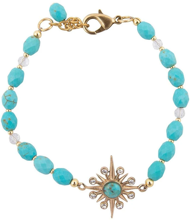 Barse Bronze, Turquoise and CZ Celestial Line Bracelet