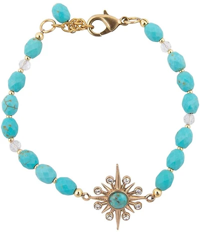 Barse Bronze, Turquoise and CZ Celestial Line Bracelet