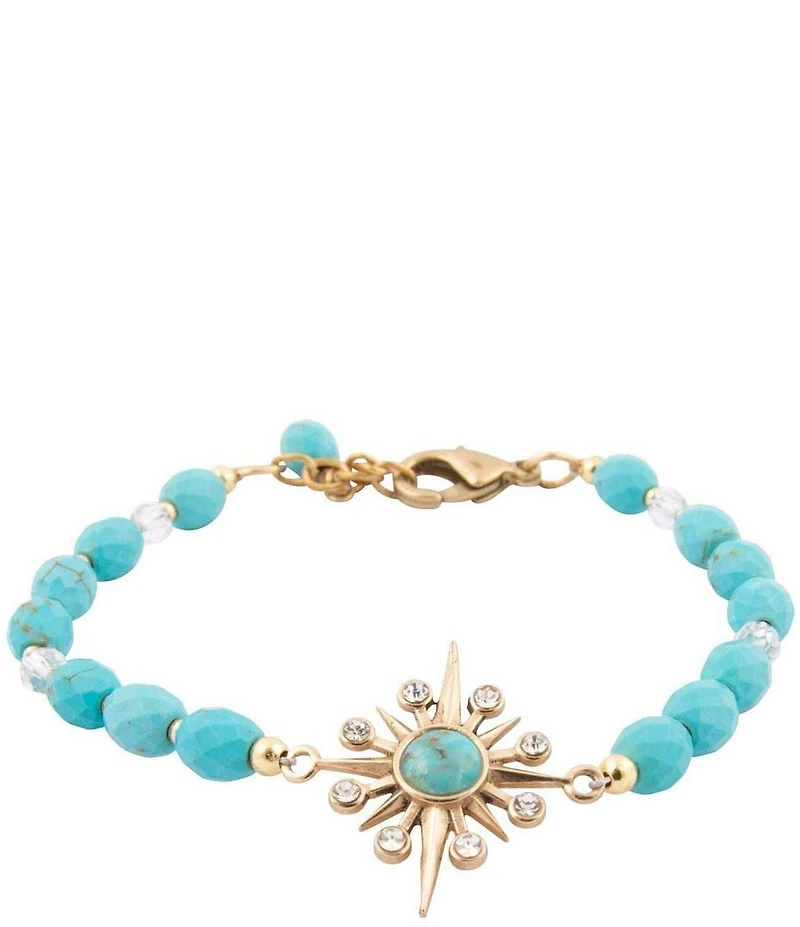 Barse Bronze, Turquoise and CZ Celestial Line Bracelet