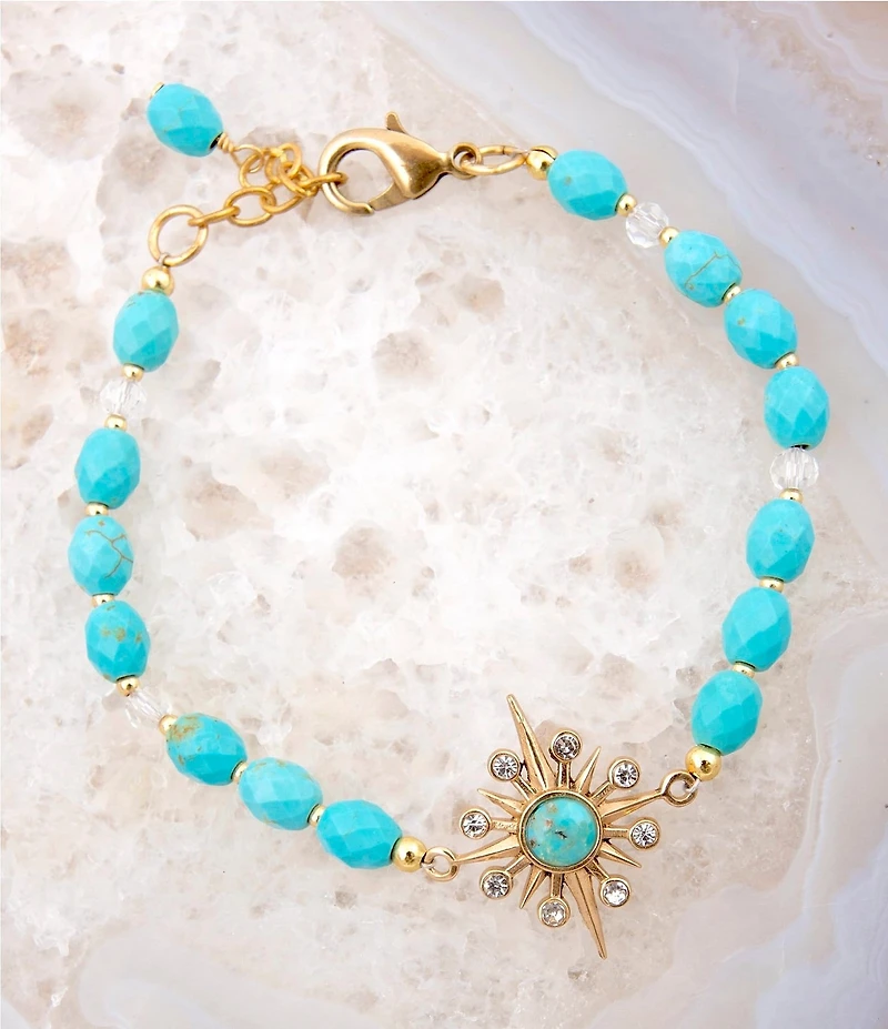 Barse Bronze, Turquoise and CZ Celestial Line Bracelet