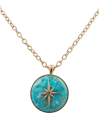 Barse Bronze, Turquoise and CZ Celestial Short Pendant Necklace