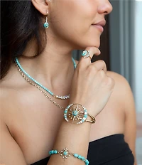 Barse Celestial Blue Turquoise Golden Cuff Bracelet