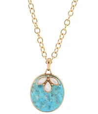 Barse Bronze, Turquoise and Mother Of Pearl Destin Long Pendant Necklace