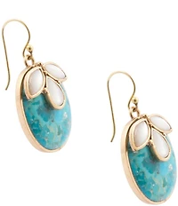 Barse Bronze, Turquoise and Mother Of Pearl Destin Statement Drop Earrings