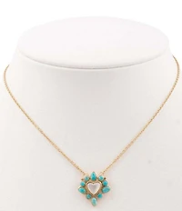 Barse Bronze, Turquoise and Mother Of Pearl Surrounded Heart Short Pendant Necklace