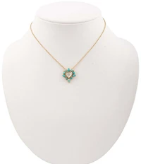 Barse Surrounded Heart Turquoise and Mother Of Pearl Short Pendant Necklace