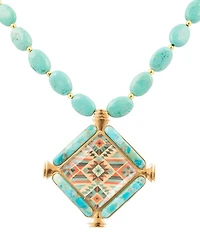 Barse Bronze, Turquoise and Quartz Western Print Short Pendant Necklace