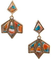 Barse Bronze, Turquoise and Spiny Oyster Matrix Jive Drop Earrings