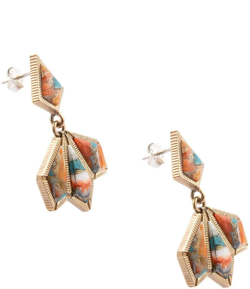Barse Bronze, Turquoise and Spiny Oyster Matrix Jive Drop Earrings
