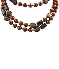 Barse Brown Shell Pearl Bronzite Short Multi Strand Necklace