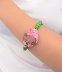 Barse Cactus Bloom Jade Beaded Stretch Bracelet