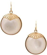Barse Circle Orbital Golden Mother Of Pearl Drop Earrings