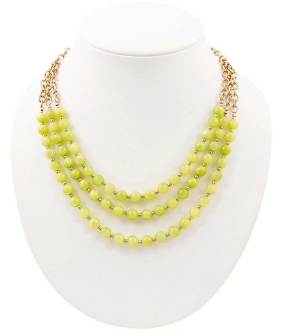 Barse Citrus Tide Green Jade Beaded Statement Short Multi-Strand Necklace