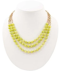 Barse Citrus Tide Green Jade Beaded Statement Short Multi-Strand Necklace