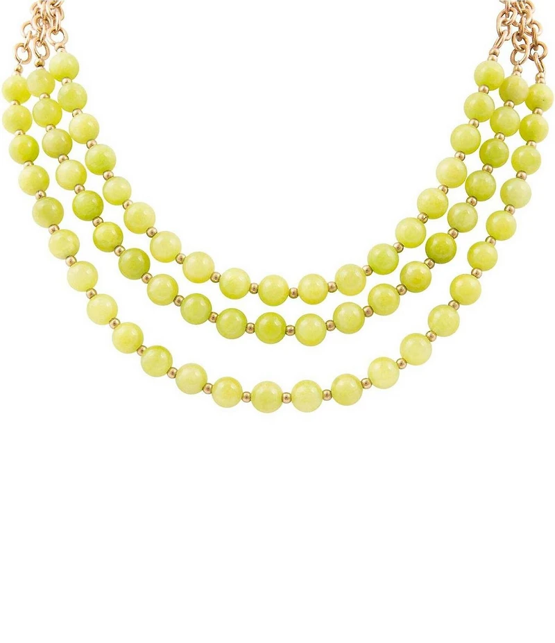 Barse Citrus Tide Green Jade Beaded Statement Short Multi-Strand Necklace