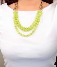Barse Citrus Tide Green Jade Beaded Statement Short Multi-Strand Necklace