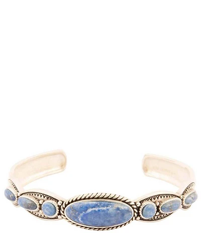Barse Concho Sterling Silver and Denim Lapis Concho Cuff Bracelet