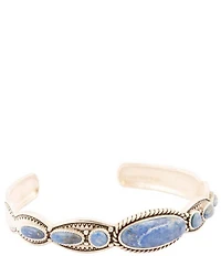 Barse Concho Sterling Silver and Denim Lapis Concho Cuff Bracelet