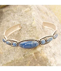 Barse Concho Sterling Silver and Denim Lapis Concho Cuff Bracelet