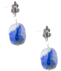 Barse Concho Sterling Silver and Denim Lapis Concho Drop Earrings