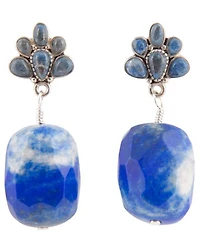 Barse Denim Blue Lapis Sterling Silver Concho Drop Earrings