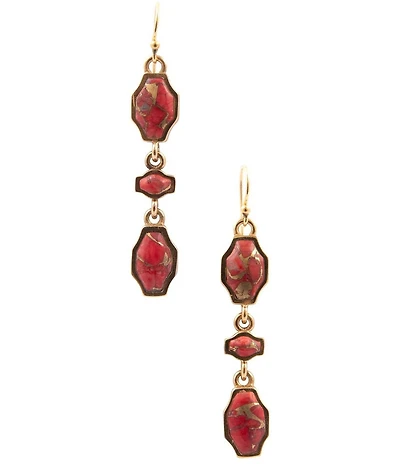 Barse Crimson Sky Metal Infused Magnesite Linear Earrings