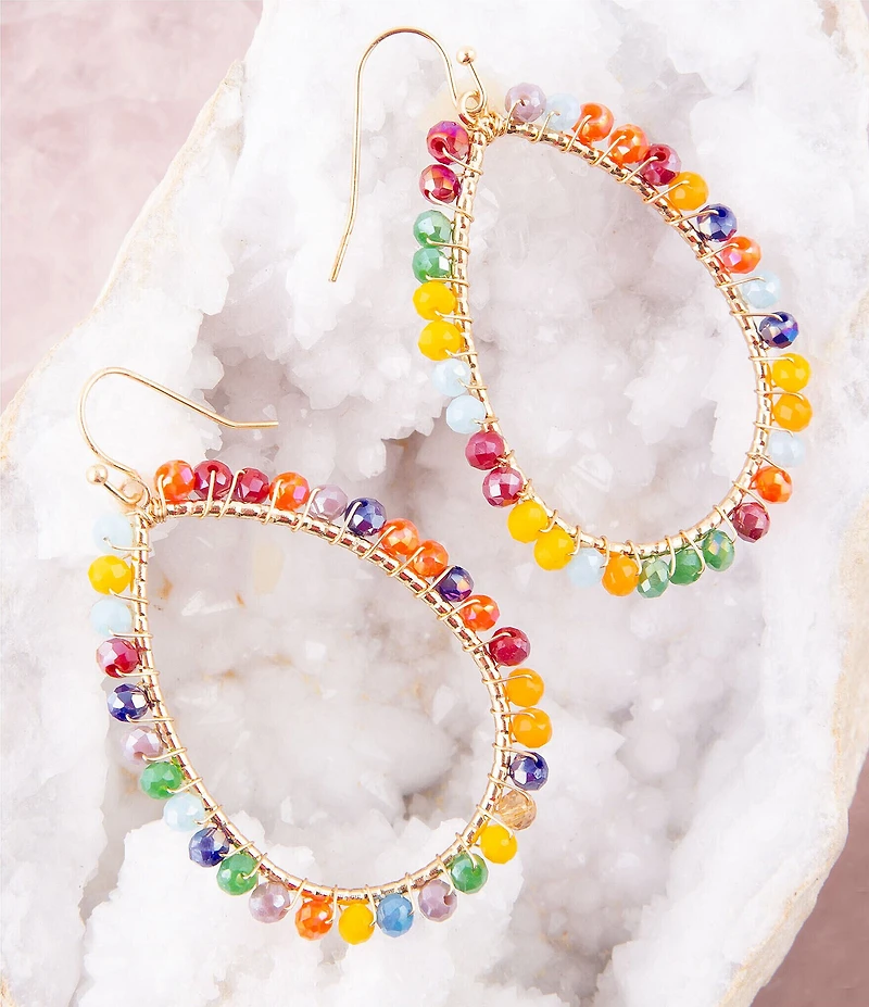 Barse Crystal Beaded Statement Orbital Drop Earrings