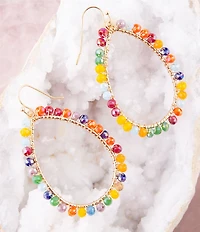 Barse Crystal Beaded Statement Orbital Drop Earrings
