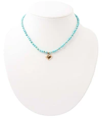 Barse Dainty Heart Golden Turquoise Magnesite Short Pendant Necklace