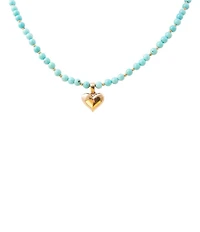 Barse Dainty Heart Golden Turquoise Magnesite Short Pendant Necklace