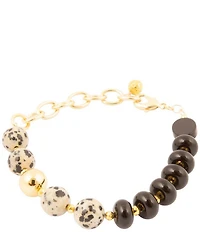Barse Dark Dalmatian Genuine Stone Adjustable Line Bracelet
