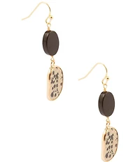 Barse Dark Dalmation Genuine Stone Linear Earrings