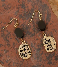 Barse Dark Dalmation Genuine Stone Linear Earrings