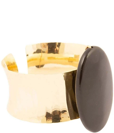 Barse Dark Dalmation Onyx Cuff Bracelet